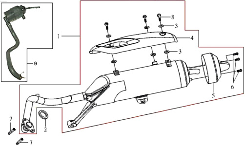 Подбор запчастей Глушитель Кузов/Электрика RS 125 (HS12W2-6) RS 125 SYM