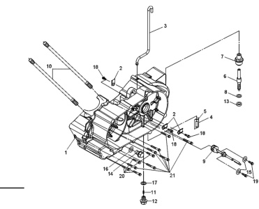 Подбор запчастей Левая половина картера Двигатель ATV 300 (UA30A-6) ATV 300 SYM