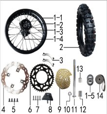 Подбор запчастей Колесо заднее MX 125 (101190079, 101190080, 101190081) MX 125 BSE