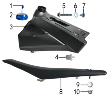 Подбор запчастей Бак и седло MXS 125 17/14 (101131000) MXS 125 BSE