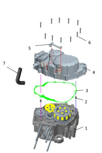 Подбор запчастей  Крепление правой крышки картера TYX300-SR Двигатели