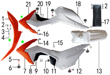 Подбор запчастей Облицовка MX 125 (101190079, 101190080, 101190081) MX 125 BSE