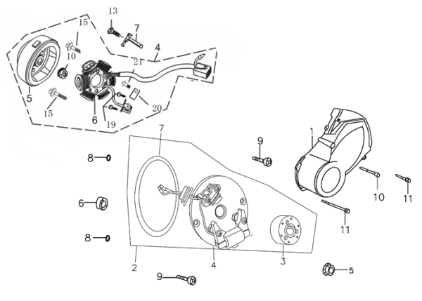 Левая крышка картера и магнето