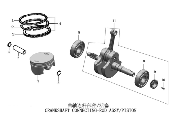 Коленвал, поршень
