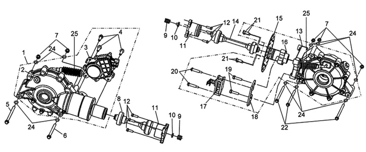 Подбор запчастей Передний редуктор Кузов/Электрика ATV 600 (UA60A-6) ATV 600 SYM