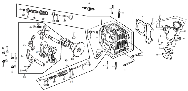 Подбор запчастей Голова цилиндра в сборе GY6 125cc Двигатели