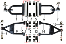Подбор запчастей Рычаги прогрессии XT-1U (150021000, 150021001, 150021002, 150021003) XT-1U BSE