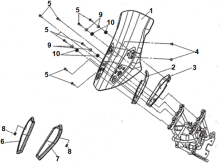 Подбор запчастей Ветровое стекло Рама JoyRide 300 LJ30W1-EU JoyRide 300 SYM