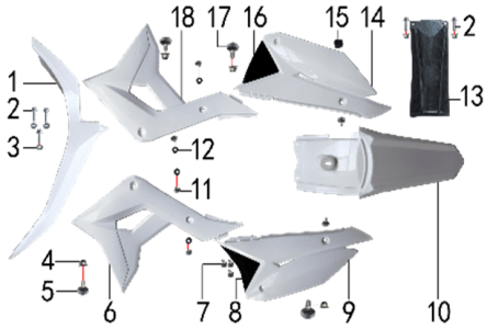 Подбор запчастей Облицовка  PH 125 ZS (101190028, 101190029, 101190030, 101190031) с 2021 PH BSE