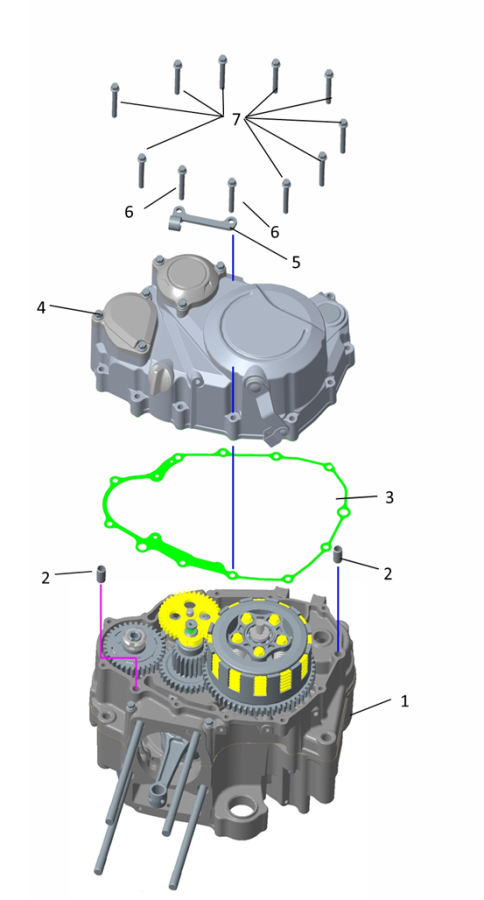 Крепление правой крышки картера