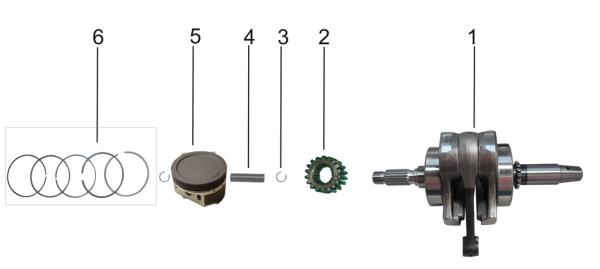 Поршень, шатун, коленчатый вал в сборе