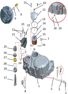 Подбор запчастей Правая крышка картера TYX300-SR Двигатели