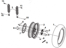 Подбор запчастей Колесо заднее Рама JoyRide 300 LJ30W1-EU JoyRide 300 SYM