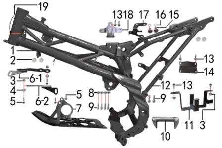 Подбор запчастей Рама PH10L 125 ZS (101190071) 2022 PH 125E BSE
