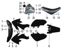 Подбор запчастей Облицовка черная EVO PH02D 14/12 (101020029, 101020031) EVO 110 BSE