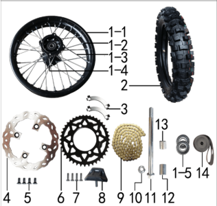 Подбор запчастей Колесо заднее PH10L 125 ZS (101190089) PH 125E BSE
