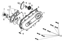 Подбор запчастей Крышка вариатора Двигатель Symphony SR-50 (AZ05W1-T) Symphony SR-50 SYM