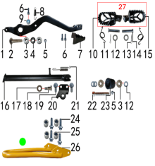 Подбор запчастей Педали и подножка PH 125 YX (c 2020) PH 125E BSE