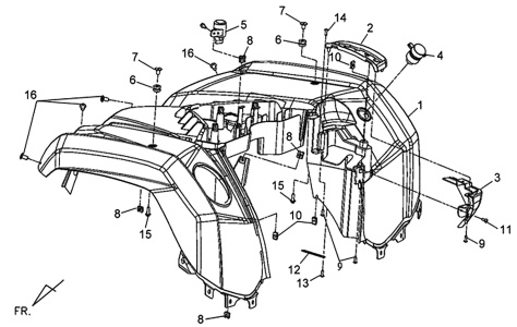 Подбор запчастей  Облицовка, перед Кузов/Электрика ATV 600 LE ATV 600 SYM