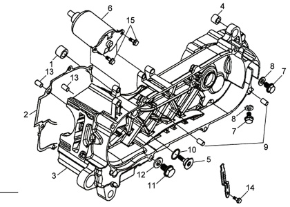Подбор запчастей Левая половина картера Двигатель Jet 4 125 (AD12W1-6 ANA) Jet 4 125 SYM